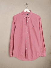 RALPH LAUREN Herren Hemd Shirt Gr. S Slim Logo Stretch Oxford Kariert 19209 Rot