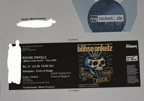 Ticket fos böhse - ticket, onkelz