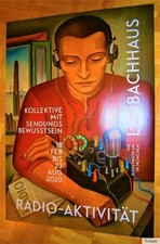 1930 (84cm) Art Poster MAX RADLER "Der Radiohörer" Radio-Aktivität / Kraftwerk