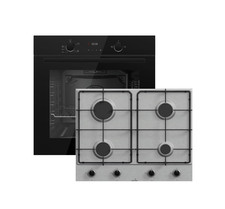 Gasline Einbaubackofen Gasherd GB850-FIB Umluft 69L + Gaskochfel 60cm Edelstah