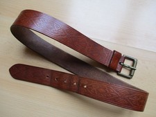 Gürtel Leder braun gemustert Ledergürtel Länge 102 cm Breite 4 cm Metallschnalle