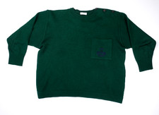 MARCO BRUNETTI vintage 80er Pullover Damen 42 Grün Wollmix Logo Preppy Strick