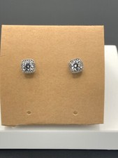 Damen Silber 925 Ohrringe viereckig Ohrstecker mit Zirkon Stein 