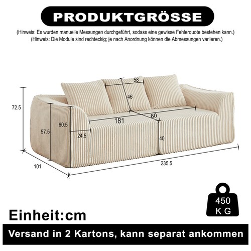 235cm kombinierbares sofa - 235cm,