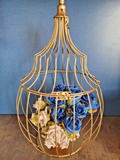 Vogelkäfig gold Landhaus Käfig Metallkäfig Blumenkäfig Vogelhaus Vintage H: 40cm