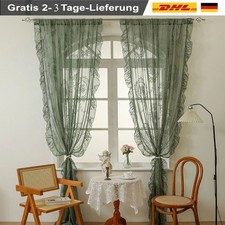 2er Set  Spitzenvorhang Grün