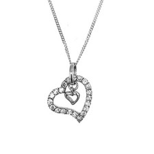 925 Sterling Silber Damen Anhänger Herz Love Herz in Herz rhodiniert  25773