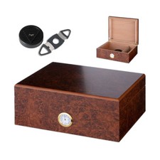 Humidor Set | Wurzelholz Finish | für 20 - 50 Zigarren | Schneider Befeuchter
