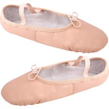 Ballettschuhe mit Ledersohle Beige-Aprikose neu Gr. 25-46