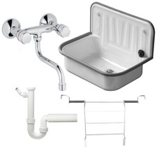 Ausgussbecken Stahl weiß