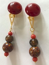 Ohrclips/Cabochon roter Achat