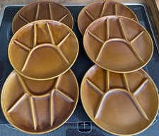 6 FONDUE  Teller RACLETTE ANTIPASTI KERAMIK 70ER JAHRE 