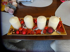 Metall Advents Kerzenhalter Gold- 50 cm - Weihnachten Deko Kerzen Tablett