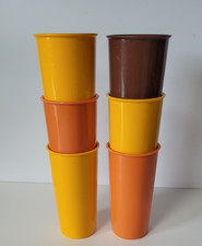 6 Tupperware 117 Trinkbecher Joghurt  klein Becher Behälter Vintage Farben