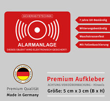 Aufkleber Achtung Alarmanlage Alarmgesichert Alarm Wetterfest UV-Beständig 