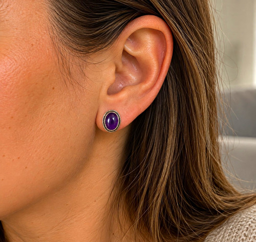 Amethyst ohrstecker aus 925 - aus,