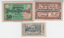 3 Banknoten Notgeld Stadt