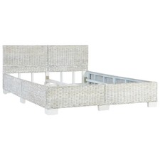 Bettgestell Grau Natur Rattan