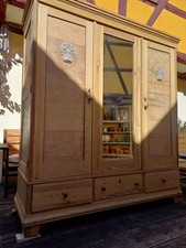 Sehr Großer Antiker Kleiderschrank Dielenschrank Weichholz Restauriert Zerlegbar