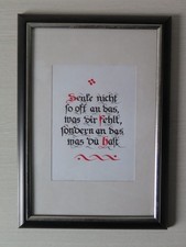 Kalligrafie - Spruchbild im Bilderrahmen schwarz-silber, Denke nicht so oft...