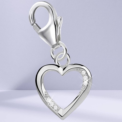 Weiß zirkonia herz karabiner - herz,