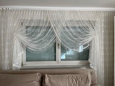  kruvaze gardine tüll Vorhang mit Perlen Falten Genäht Weiss 2STK 3 meter breit 