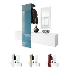 Garderobenset Flur Garderobe Diele Carlton Set 1 in Weiß - Hochglanz & Naturtöne