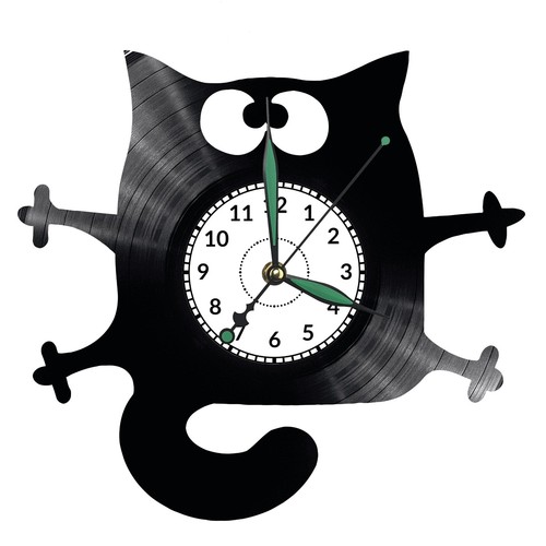 Katze vinyl wanduhr uhr - katze,