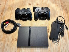 Playstation 2 - PS2 Slim (SCPH-77004) Inkl. 2 Controller & Kabeln - Schwarz