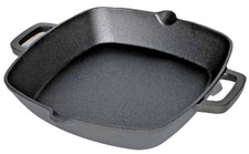 Mustang Gusseisenpfanne 26×26 cm eckig – Grillpfanne mit 2 Griffen & Ausgießer