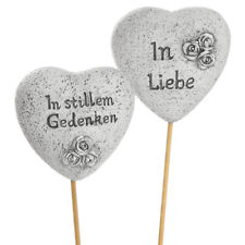 '2er Set Stecker Grabschmuck Herz *In Liebe / In stillem Gedenken* grau antik