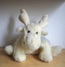 TCM Tchibo Elch Eric blaue Schleife Stofftier Kuscheltier Plüschtier 36 cm weiß