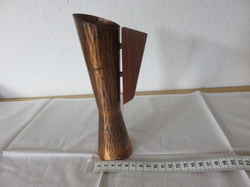 Kupfervase mit holzgriff - kupfervase,