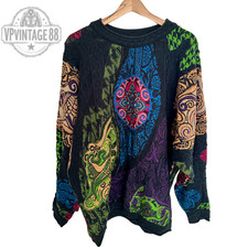 Vintage Coogi 90s Australia Knit Sweater Unisex Bold 3D Colourful Rare Pullover
