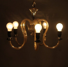 alte Deckenleuchte Glas E27 Deckenlampe Vintage Kronleuchter 5-Flammig