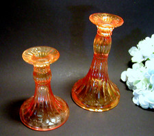 1 Paar /2 Stück Pressglas Kerzenhalter Kerzenleuchter Kerzenständer antik orange