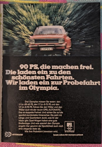 Opel olympia werbung 1969 - opel,