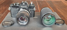 Nikon Nikomat EL 35mm SLR Kamera Schwarz mit 2 NIKON Objektiven