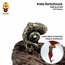 Bartschmuck - Krake - Tintenfisch - Messing poliert - Bartkugel Bartperle