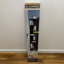 CD/DVD/Blu-ray Turm Aufbewahrungsschrank Vitrinenregal für Wohnzimmer | Neu | Braun