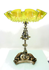 Jugendstil Tafelaufsatz  Rindskopf, Glas Bronze & Messing versilbert  - 19305 -