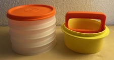 Tupperware Hamburger Patty Maker / Former / Presse + 4 Gefrierbehälter rund