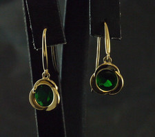 585 Gold Ohrringe 1 Paar Gelbgold Ohrhaenger Haken Zirkonia smaragd