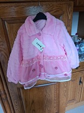 Mädchen atemberaubender rosa Pelzmantel Alter 5/6 Jahre Neu