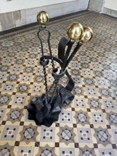 Hochwertiges Kaminbesteck, Schmiedeeisen, 4-teilig, Kaum Benutzt