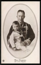AK Kronprinz Wilhelm von Preußen in Husaren-Uniform mit Prinz Friedrich Georg 
