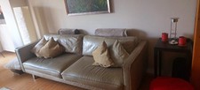 Beige ledercouch - beige,