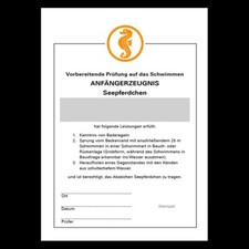 25x Seepferdchen Urkunden Neu