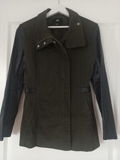 Jacke Military Lederärmel khaki oliv schwarz Parka H&M Gr. 36