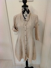 Süße Tunika Bluse Longbluse * Made in Italy * 100% Leinen * Beige * S * Taschen*